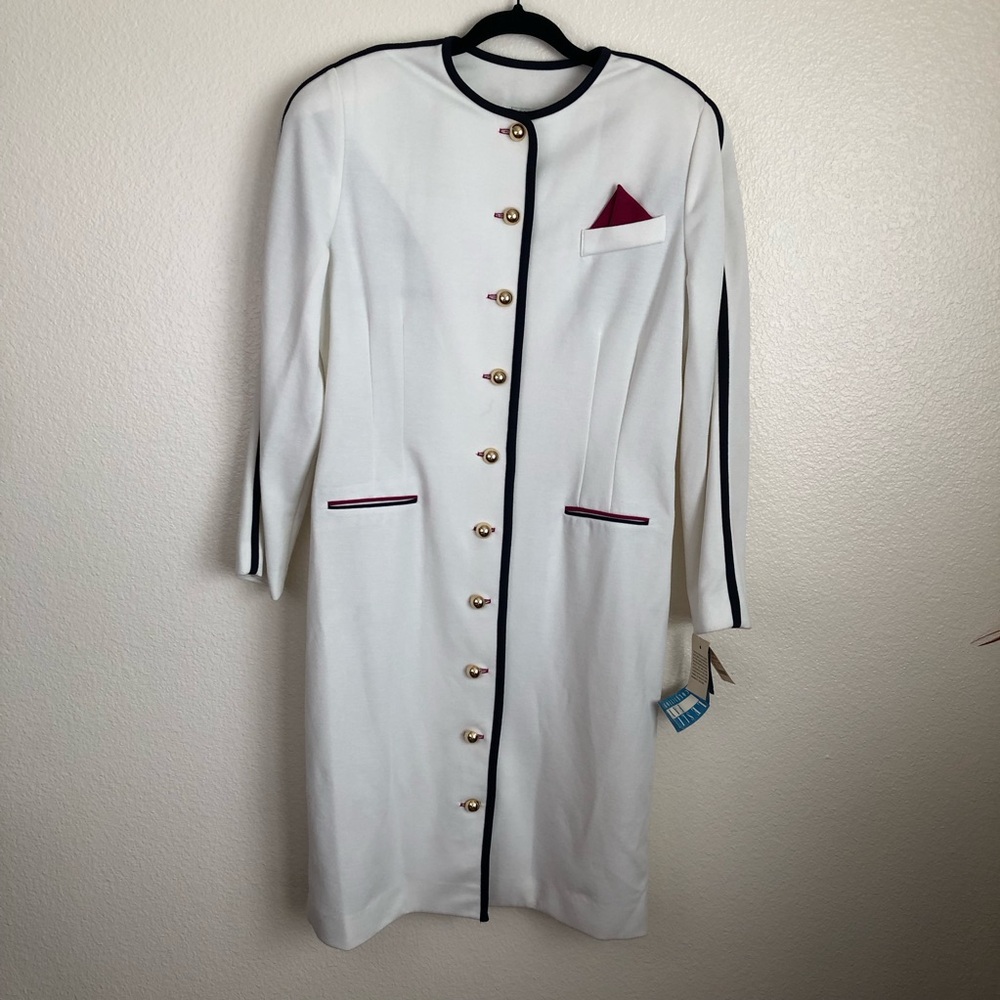 Leslie Fay 1980s New + Tags Business career woman dress Vintage Buttons Suit